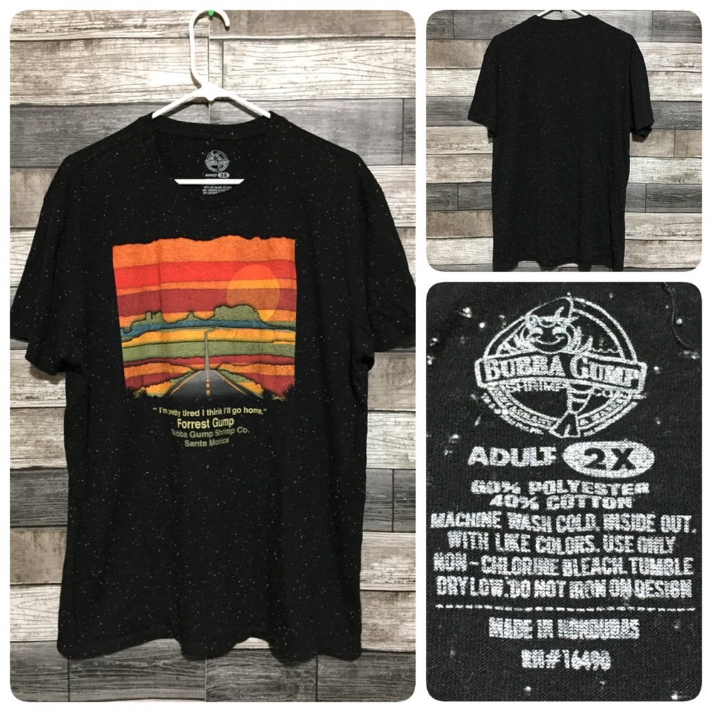 Bubba Gump Shrimp Co T Shirt Adult Size 2X Black Speckle Graphic Print